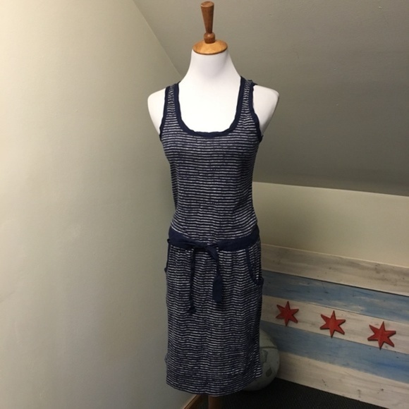 LOFT Dresses & Skirts - >> LOFT Striped Twist Neckline Drawstring Dress